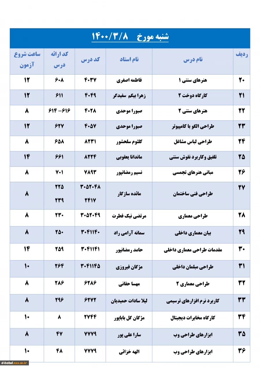 برنامه امتحانات پایانی عملی مجازی نیمسال  992   کلیه رشته ها 4