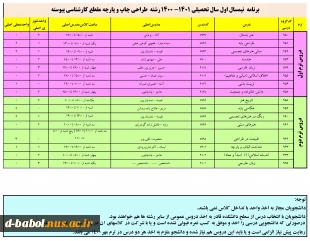 برنامه دروس نیمسال اول سال تحصیلی 1401-1400 12