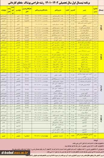 قابل توجه کلیه  دانشجویان محترم 

برنامه دروس نیمسال اول 1402-1401
 4