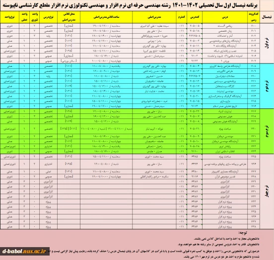 قابل توجه کلیه  دانشجویان محترم 

زمانبندی انتخاب واحد و برنامه دروس نیمسال اول 1402-1401 6