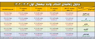 اطلاعیه مهم در خصوص ملزومات و زمانبندی 
انتخاب واحد نیمسال اول 1403-1402 (021)  2