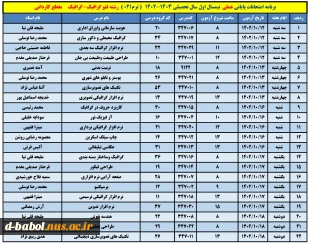 برنامه امتحانات عملی 10