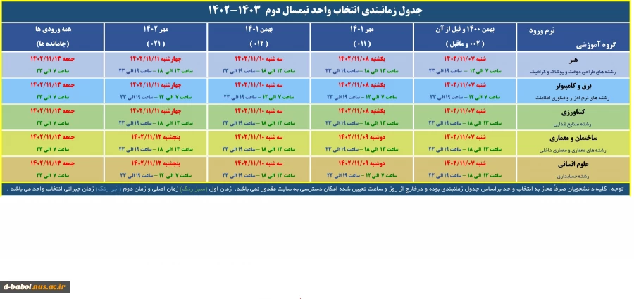 اطلاعیه مهم انتخاب واحد ترم 022 2